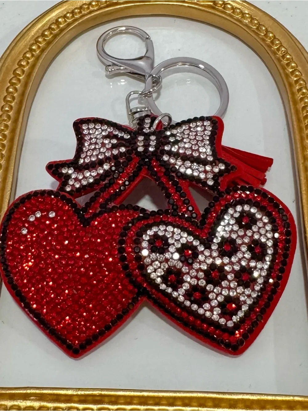 New Red Heart Cherries Keychain/Bag Charm